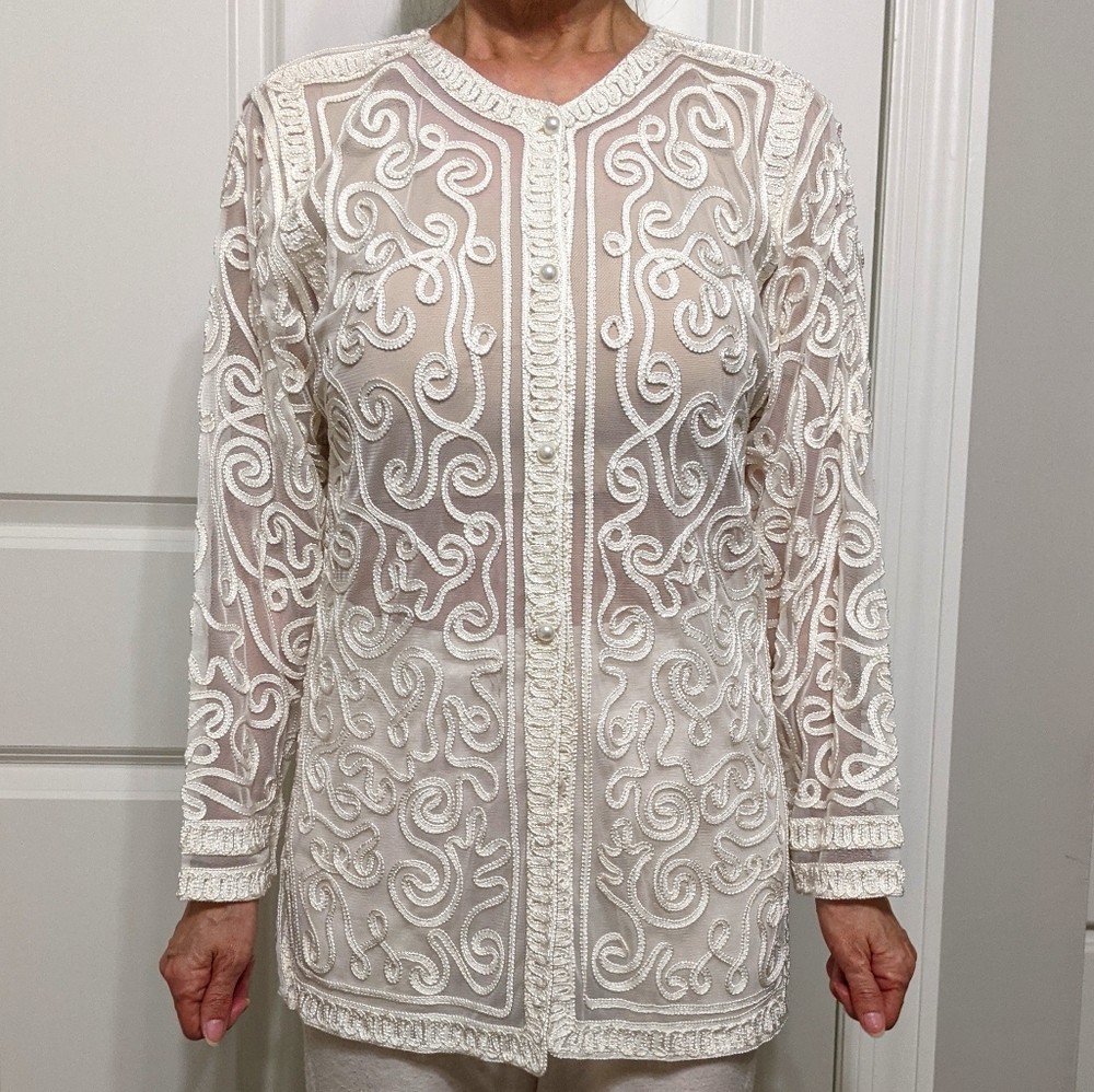 Sheer embroidered jacket